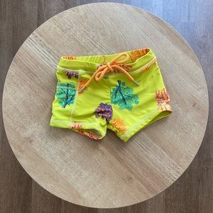 SwimZip 2T Yellow Coral Pattern Euro Swim Shorties